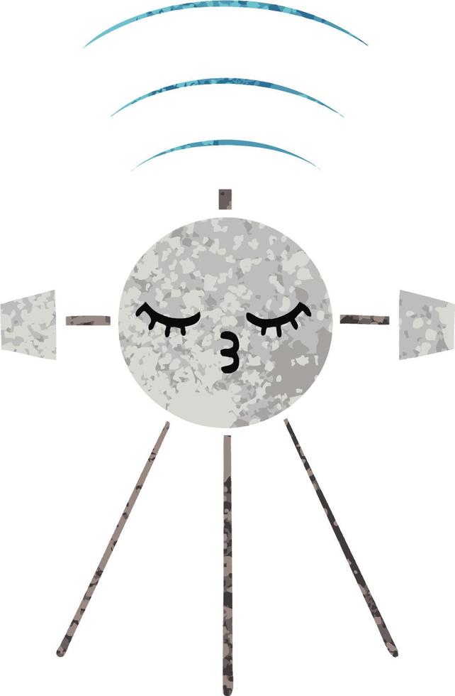 retro illustration style cartoon satellite vector