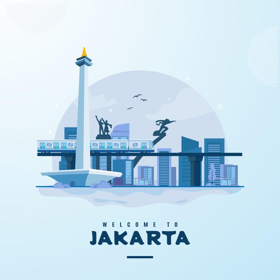 Flat design Welcome to Jakarta City vector