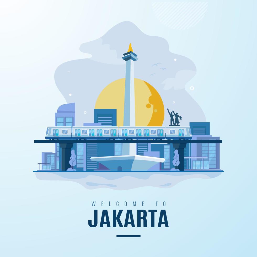 Jakarta city landmark flat design vector