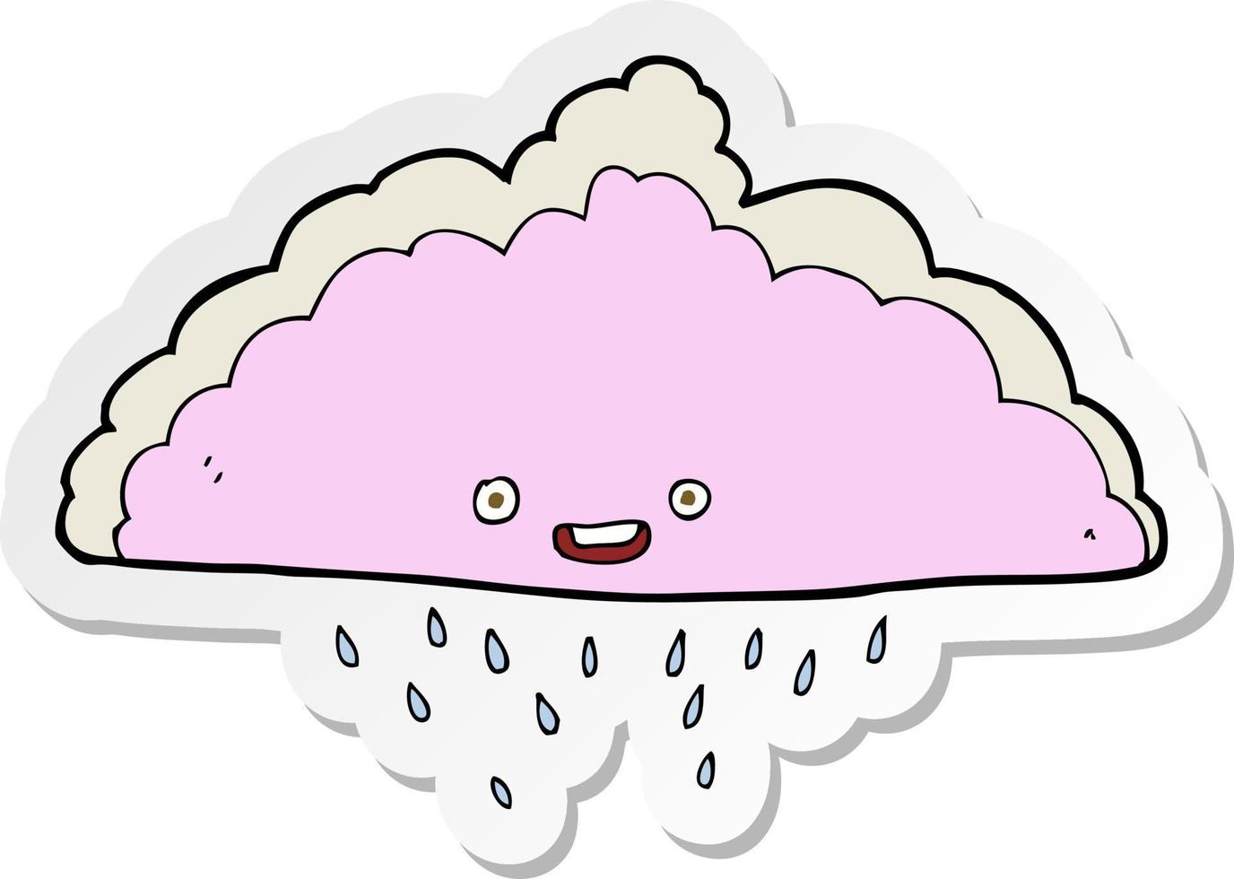 pegatina de una nube de lluvia de dibujos animados vector