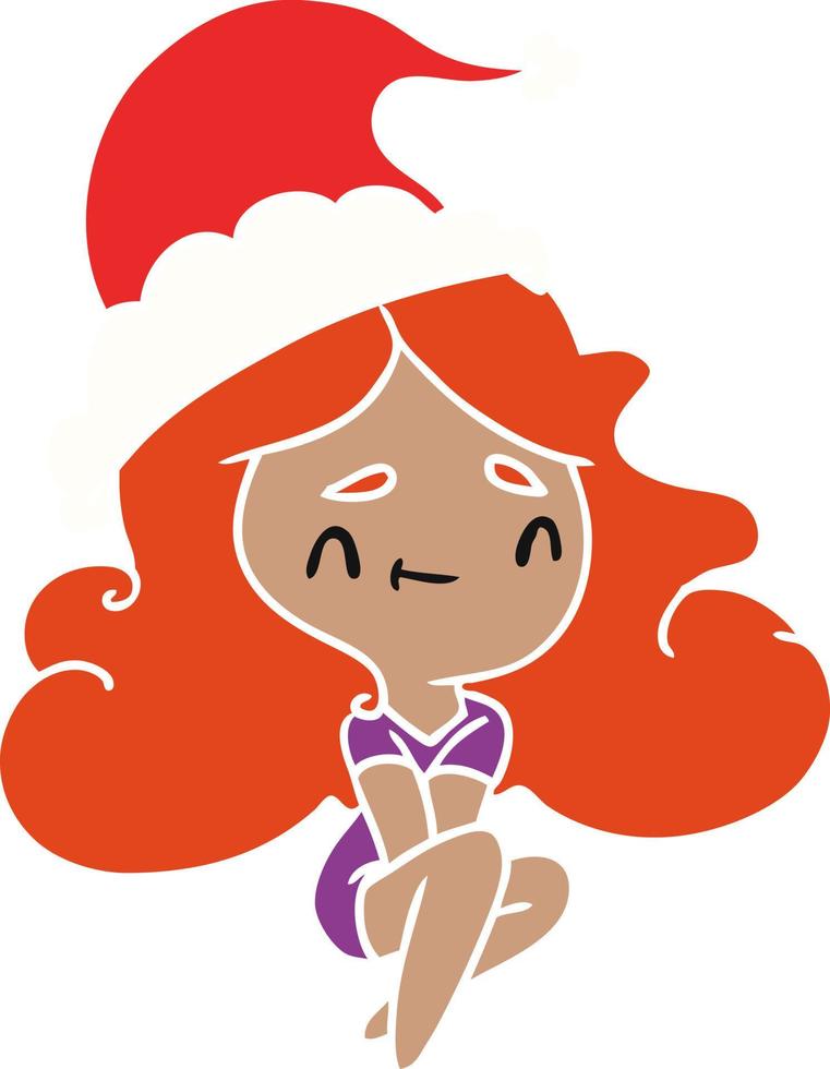christmas cartoon of kawaii girl vector