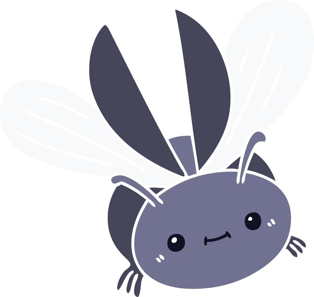 quirky hand drawn cartoon flying beetle vector