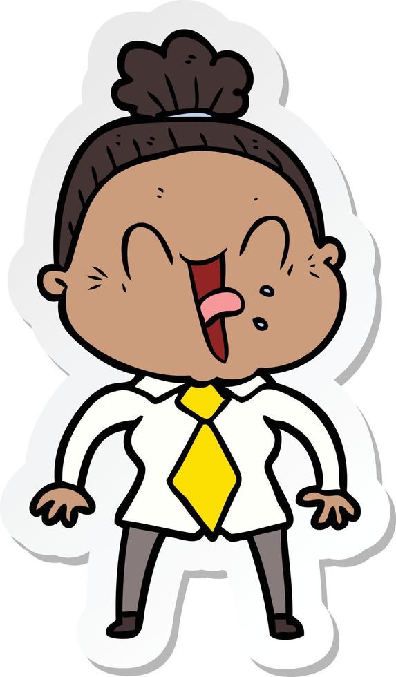 sticker of a cartoon happy old woman vector
