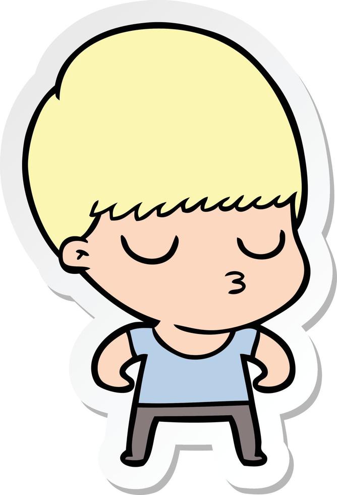 sticker of a cartoon calm boy vector