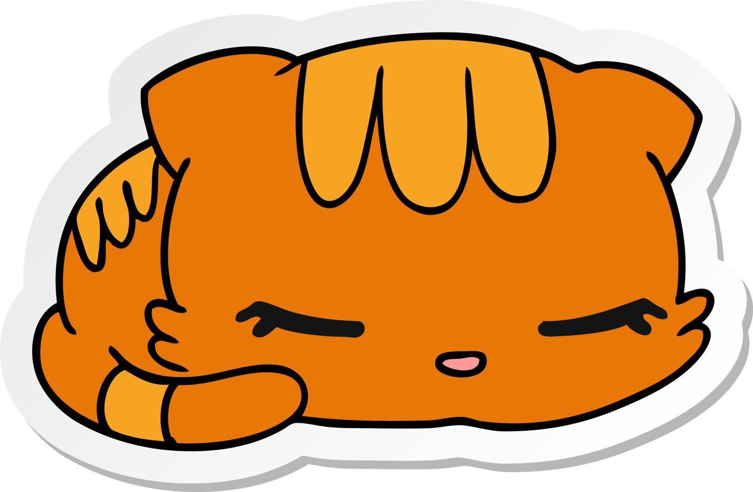 sticker cartoon kawaii cute sleeping kitten vector