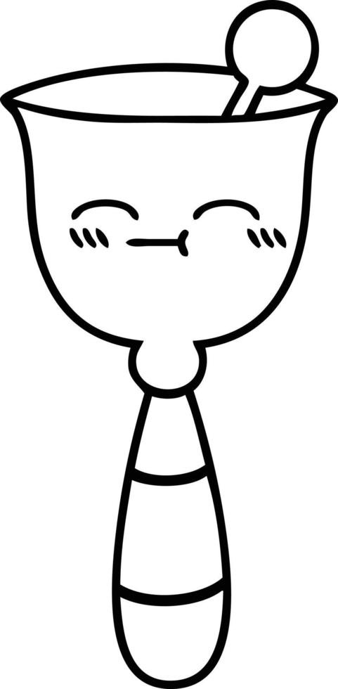 line drawing cartoon school bell vector