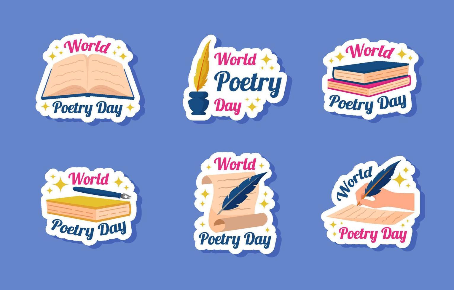 World Poetry Day Sticker Template vector