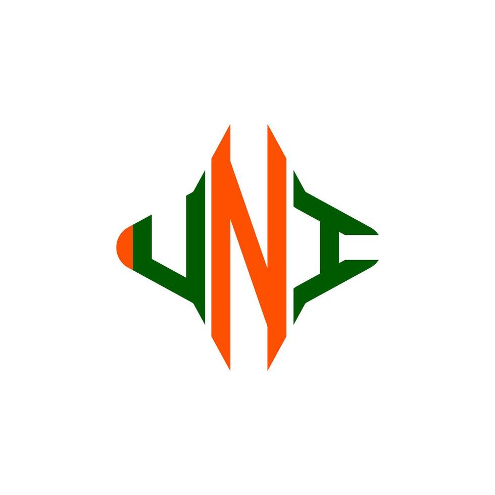 diseño creativo del logotipo de la letra uni con gráfico vectorial vector