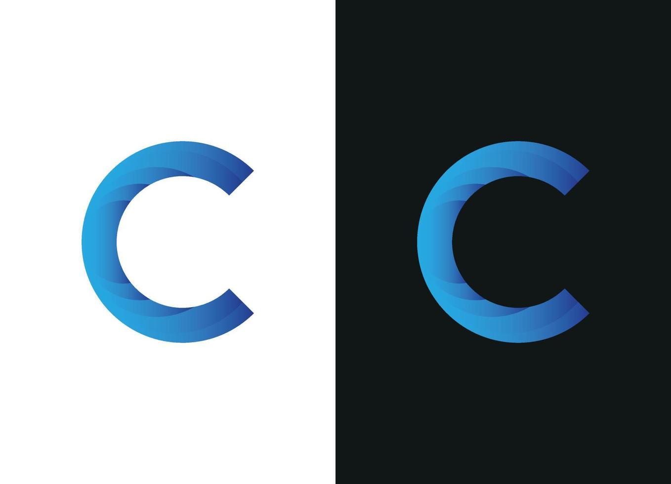 Modern and Minimal layered letter C logo, simple initial C monogram logo free vector template