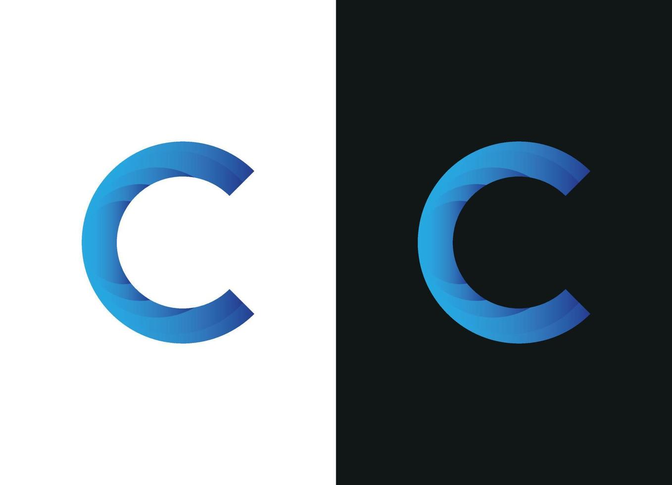 Modern and Minimal layered letter C logo, simple initial C monogram logo free vector template