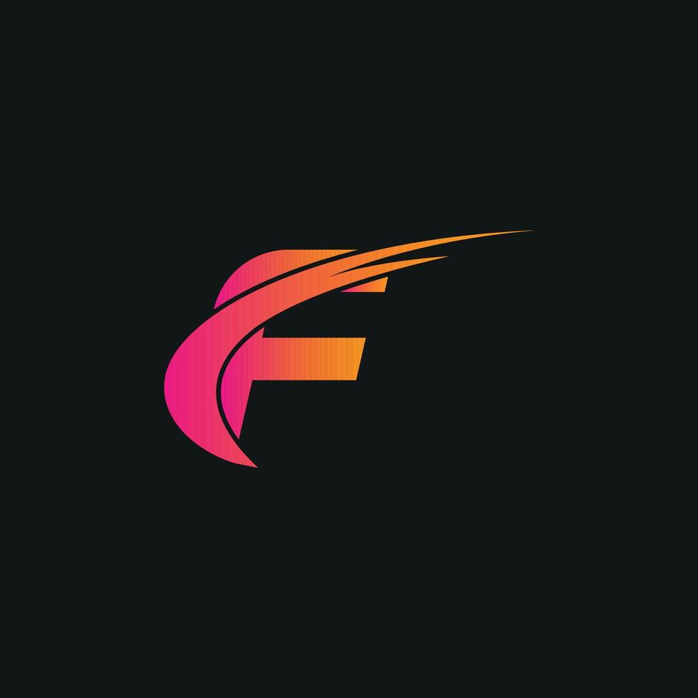 letter F wings logo design concept template free vector file