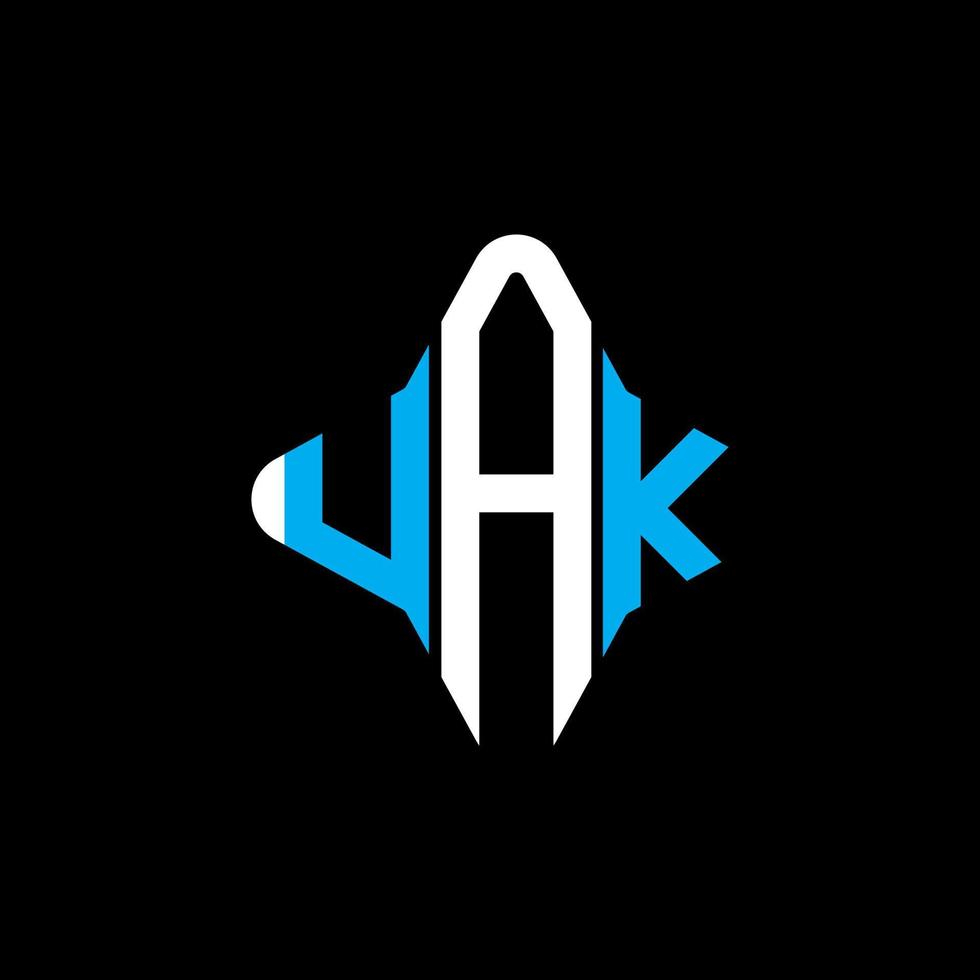 Diseño creativo del logotipo de la letra uak con gráfico vectorial vector
