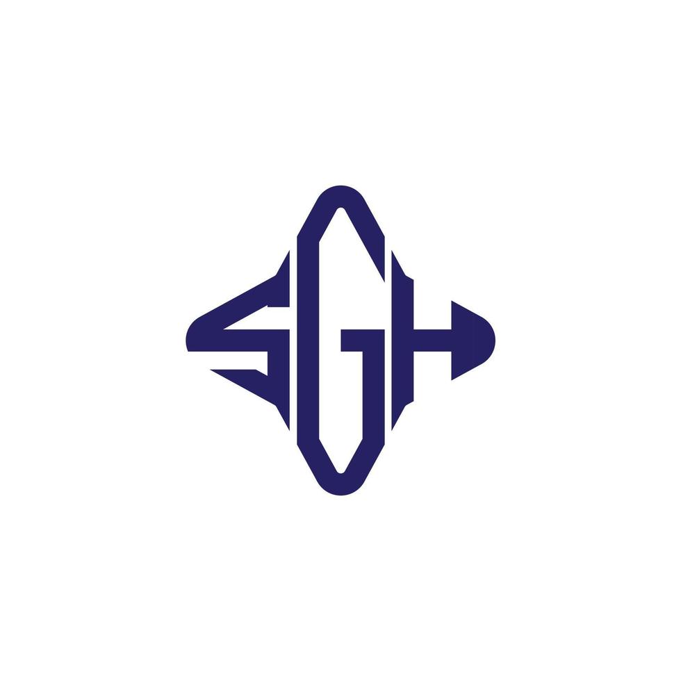 diseño creativo del logotipo de la letra sgh con gráfico vectorial vector