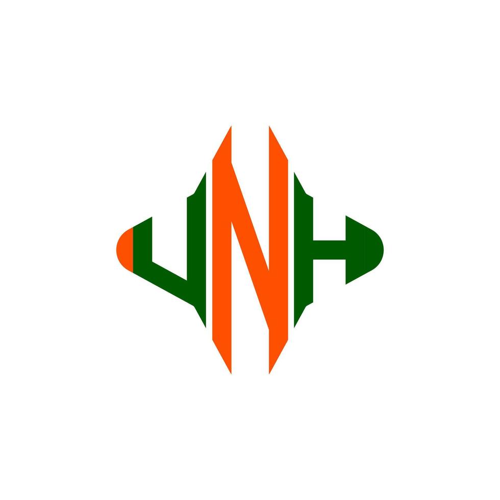 diseño creativo del logotipo de la letra unh con gráfico vectorial vector