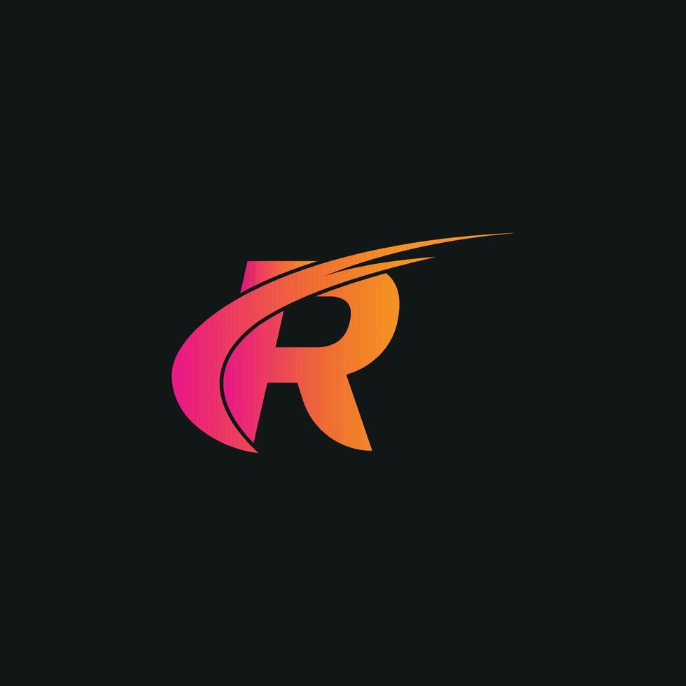 letter R wings logo design concept template free vector file