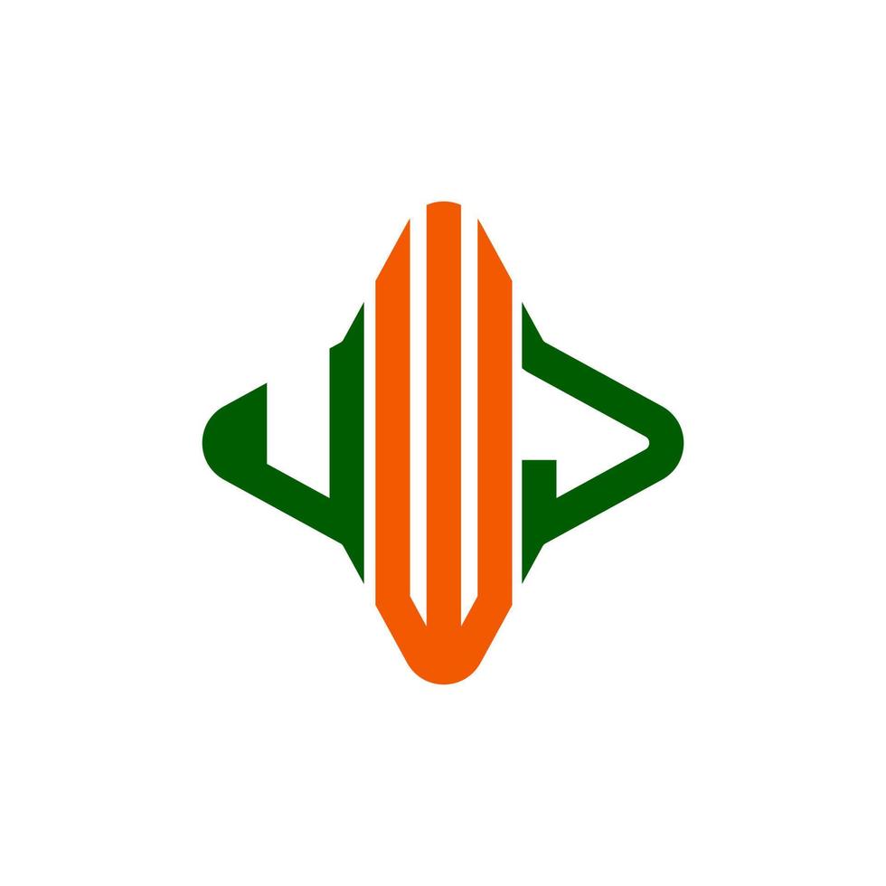diseño creativo del logotipo de la letra uwj con gráfico vectorial vector
