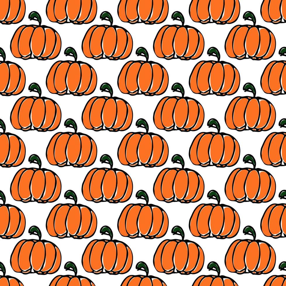 patrón de calabaza vector de garabato sin costuras con iconos de calabaza. patrón de calabazas vintage