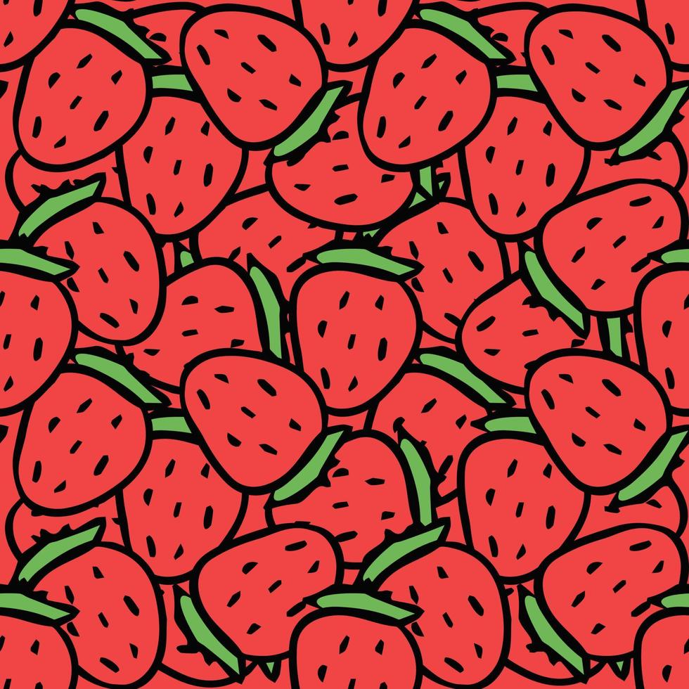 Seamless strawberry pattern. Doodle vector with strawberry icons. Vintage strawberry pattern