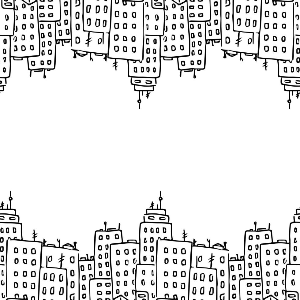 Horizontal seamless pattern with city buildings. City background vector