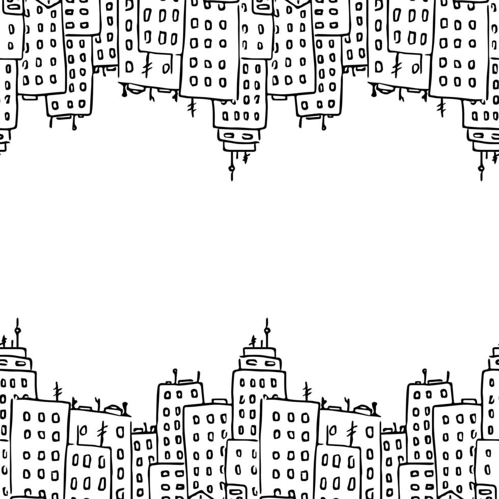 Horizontal seamless pattern with city buildings. City background vector