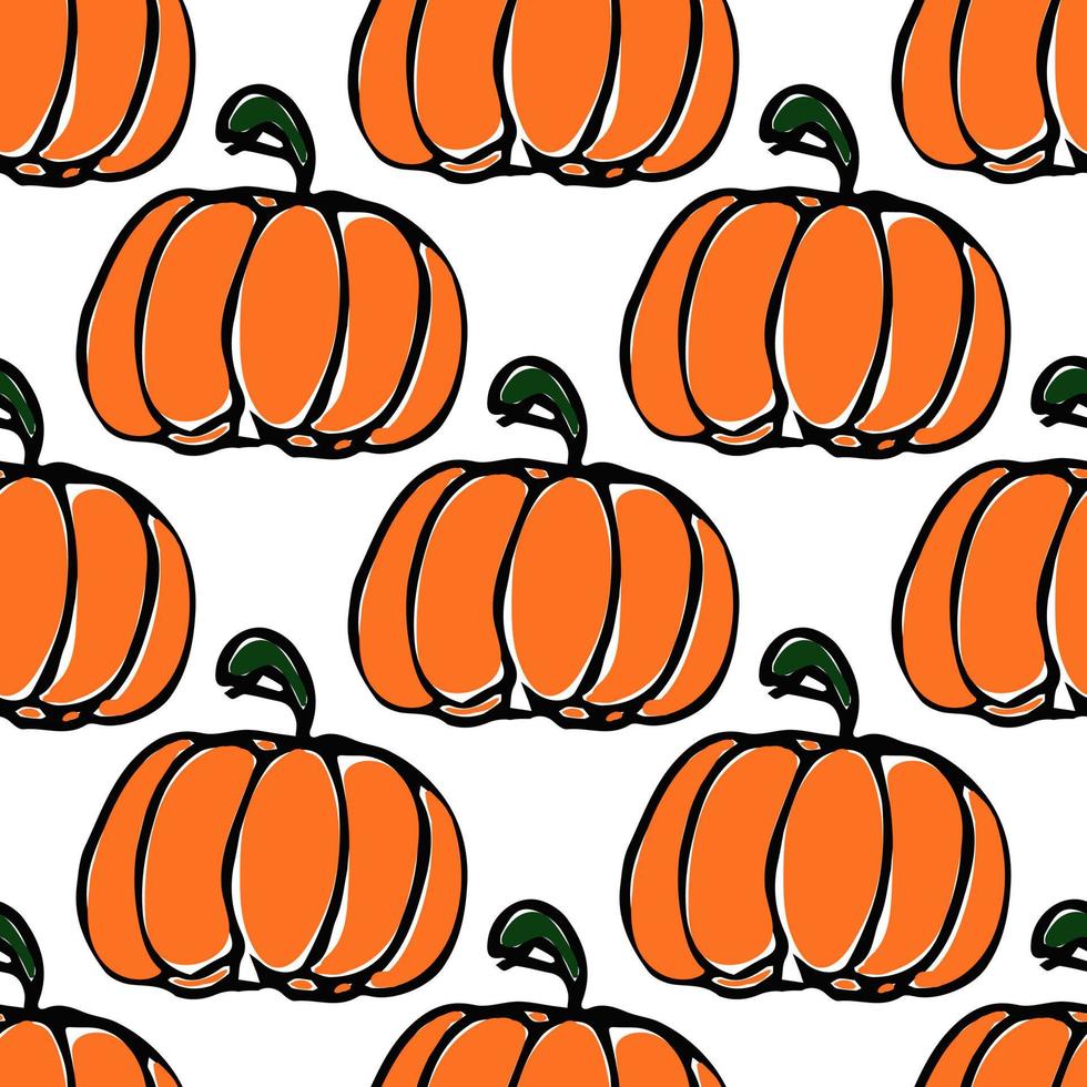 Pumpkin pattern. Seamless doodle vector with pumpkin icons. Vintage pumpkins pattern
