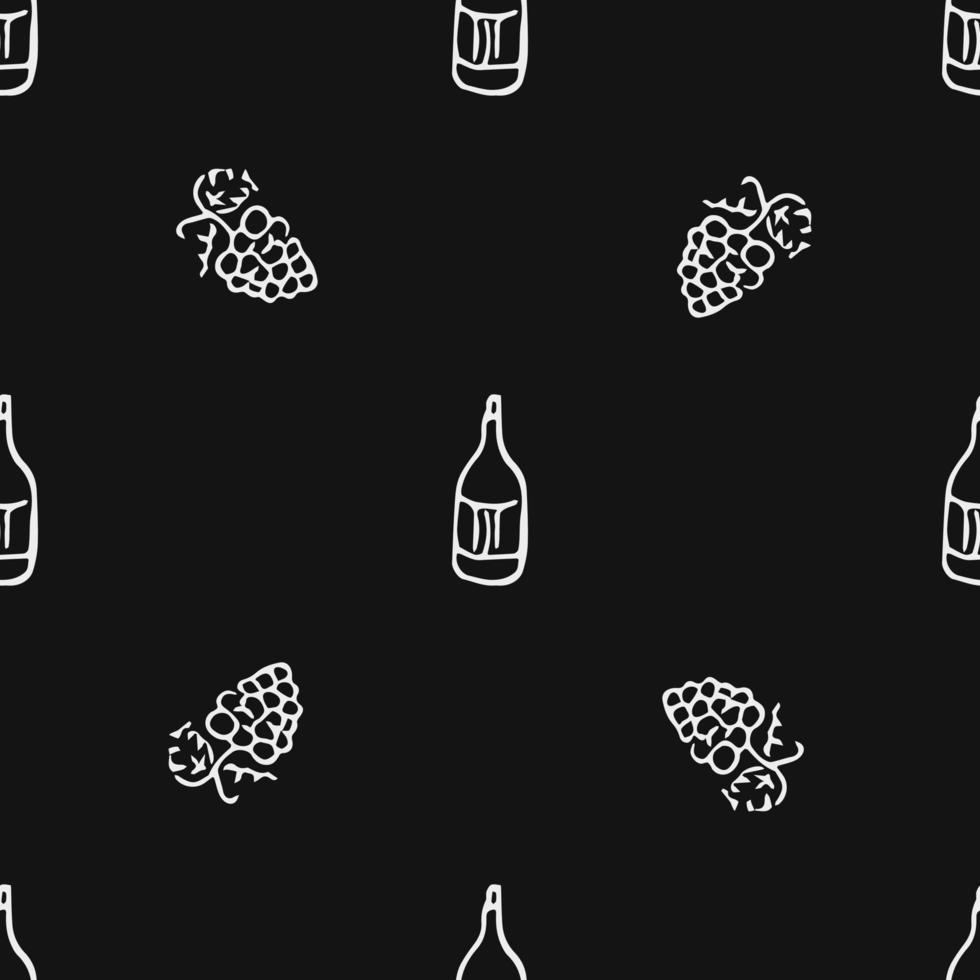 seamless wine pattern. vector doodle illustration with wine and grape. pattern with wine