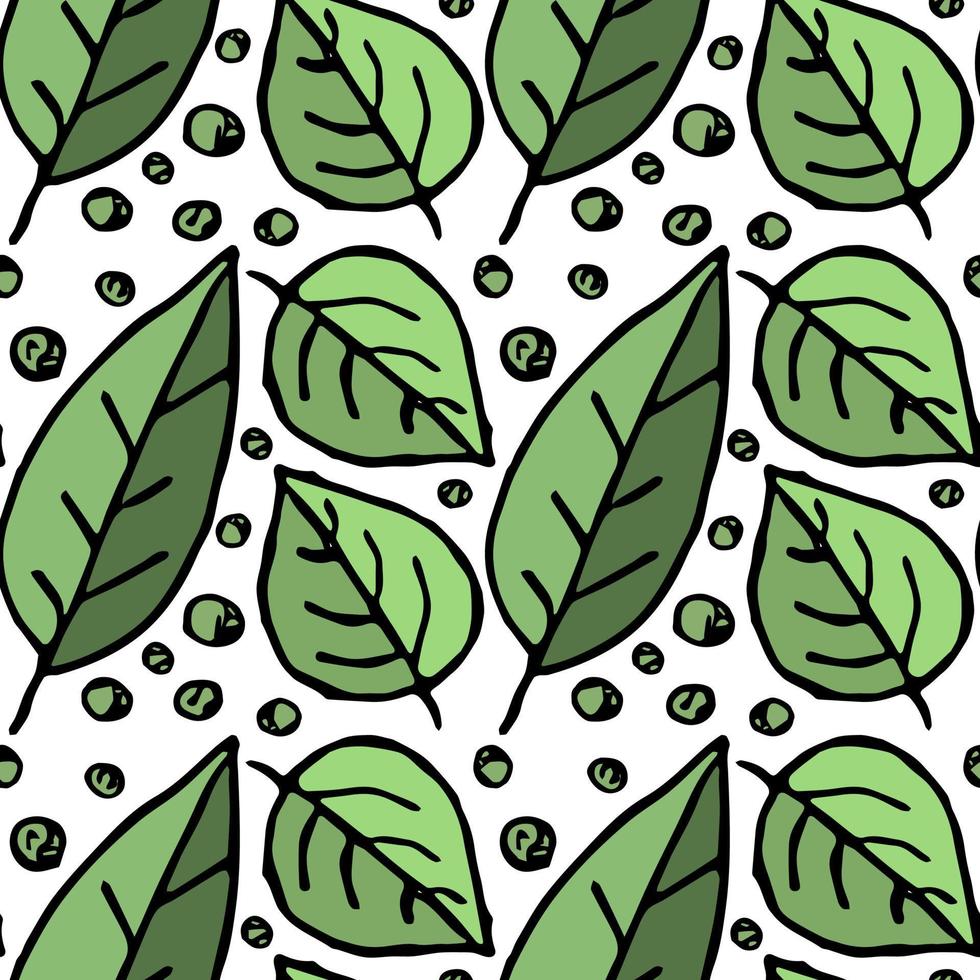 seamless pattern with green leaves. green leaves background vector