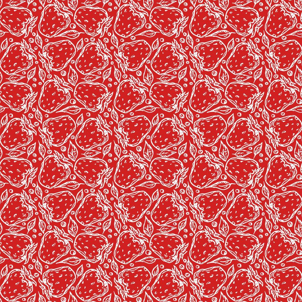 Seamless strawberry pattern. Doodle vector with strawberries icons. Vintage strawberries pattern