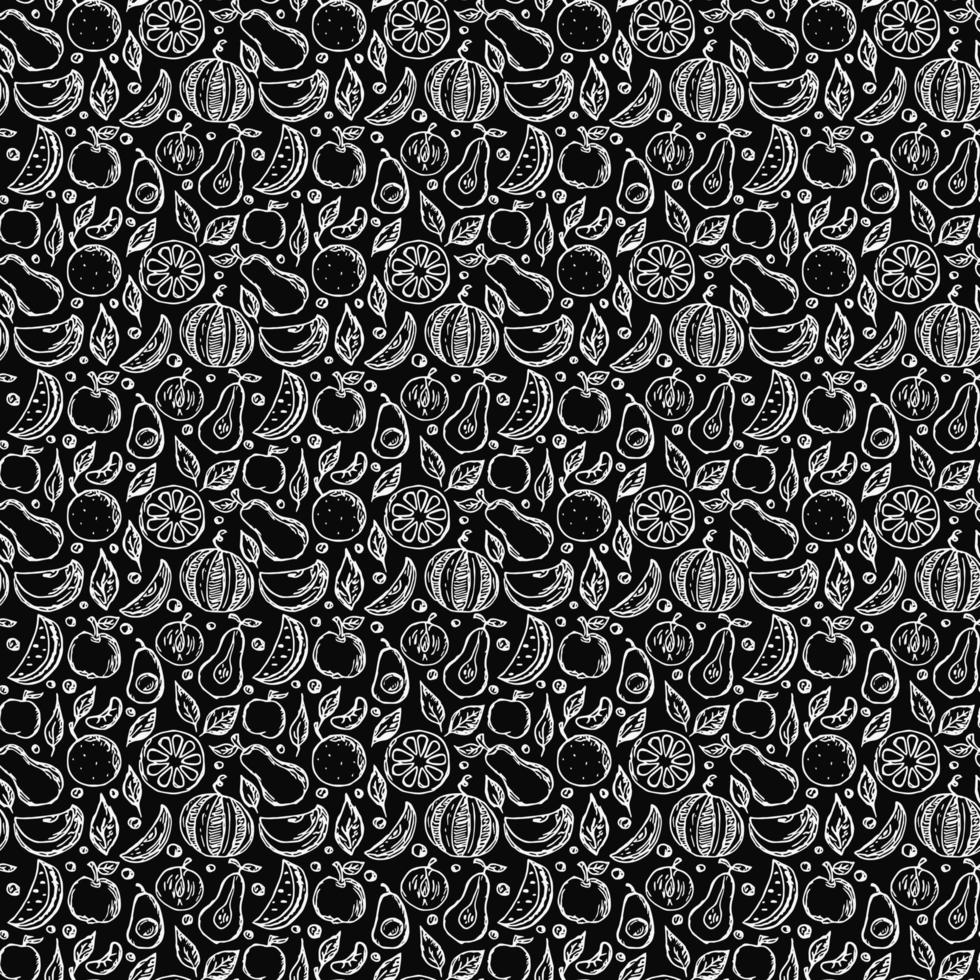 Seamless fruit pattern. doodle background with fruit icons. Fruit background vector