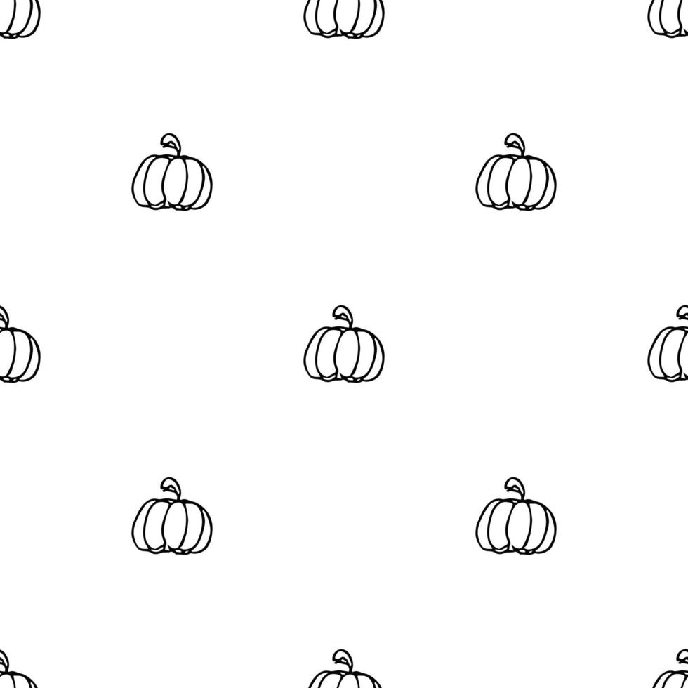 Pumpkin pattern. Seamless doodle vector with pumpkin icons. Vintage pumpkins pattern