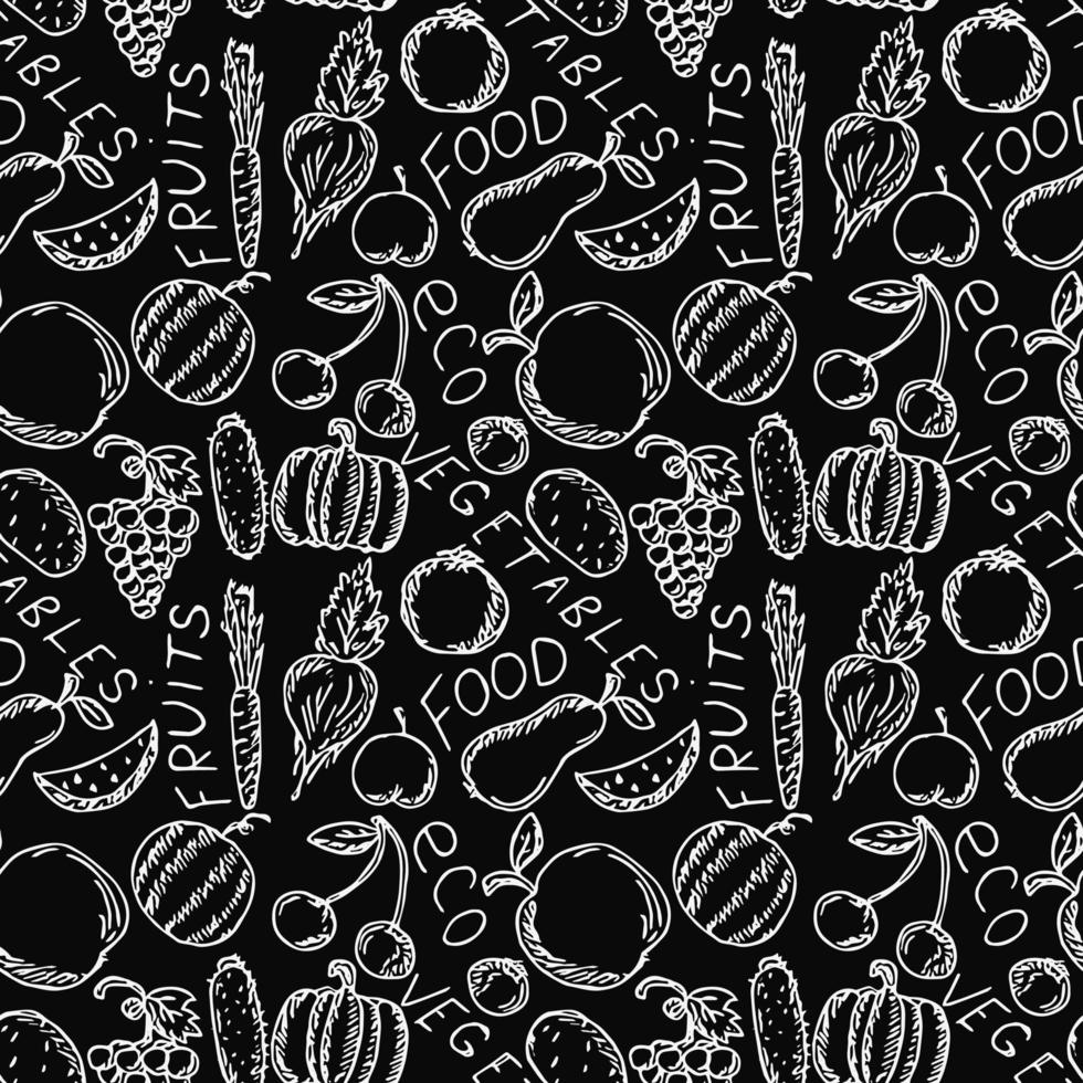 Seamless food pattern. Doodle pattern with food icons. Food background vector