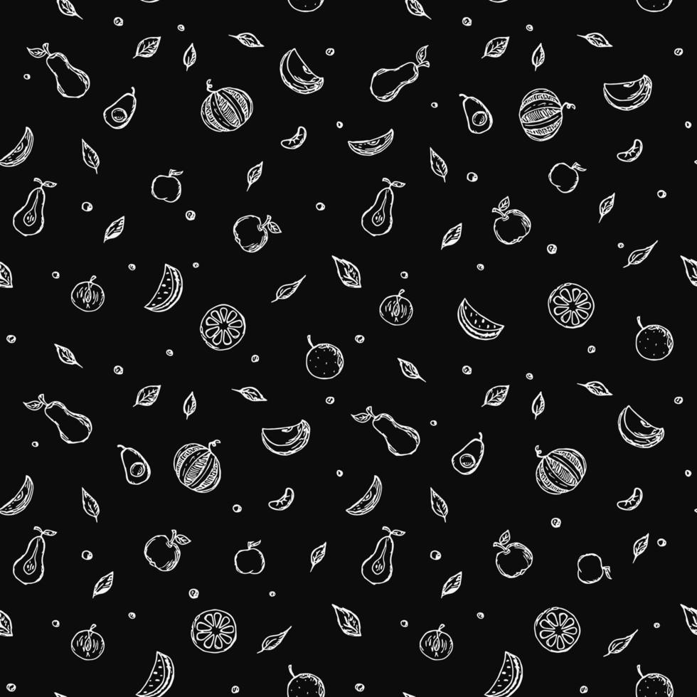 Seamless fruit pattern. doodle background with fruit icons. Fruit background vector