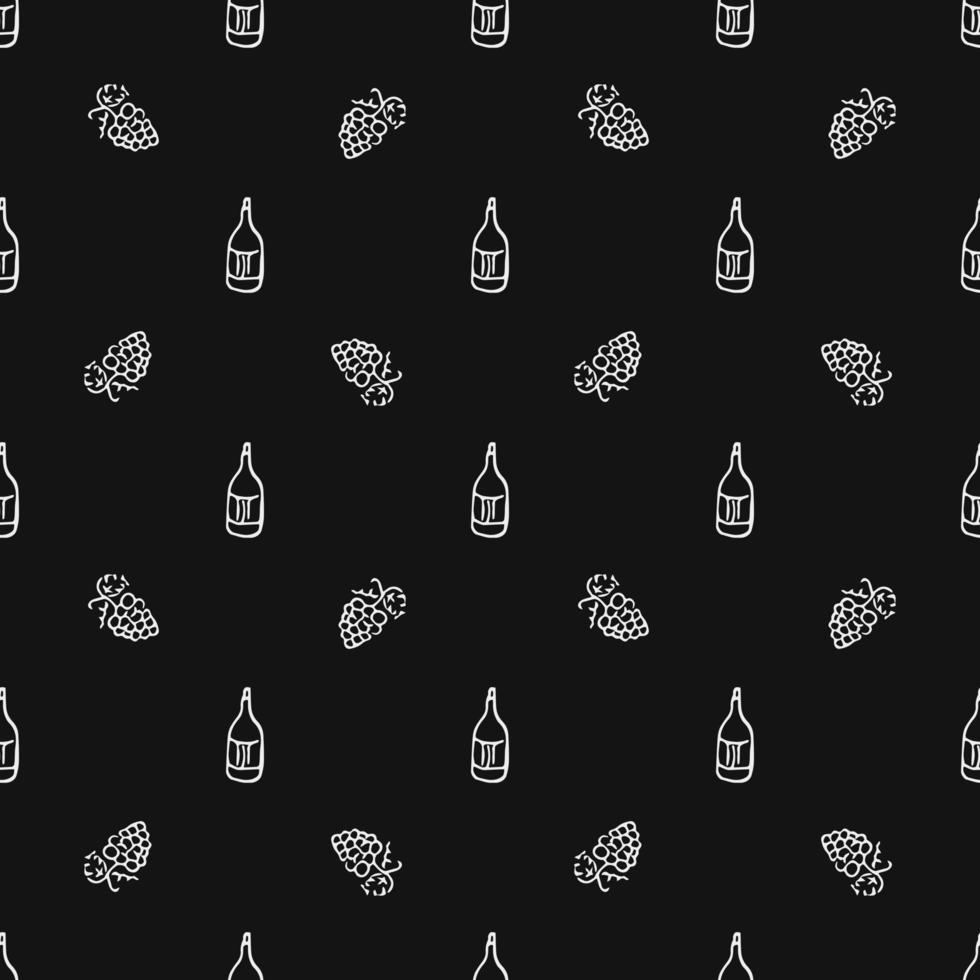 seamless wine pattern. vector doodle illustration with wine and grape. pattern with wine