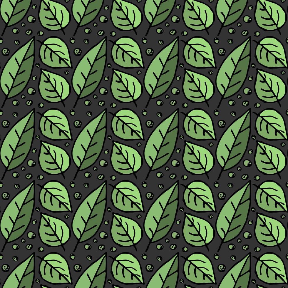 seamless pattern with green leaves. green leaves background vector