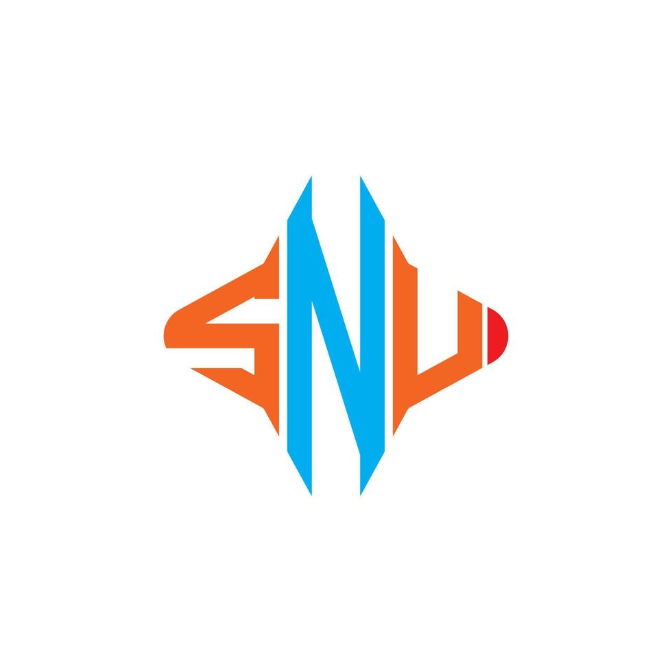 diseño creativo del logotipo de la letra snu con gráfico vectorial vector