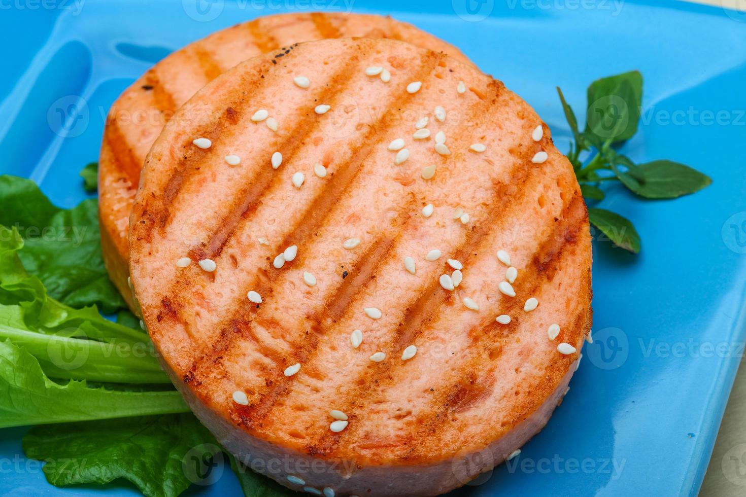 Salmon burger cutlet photo