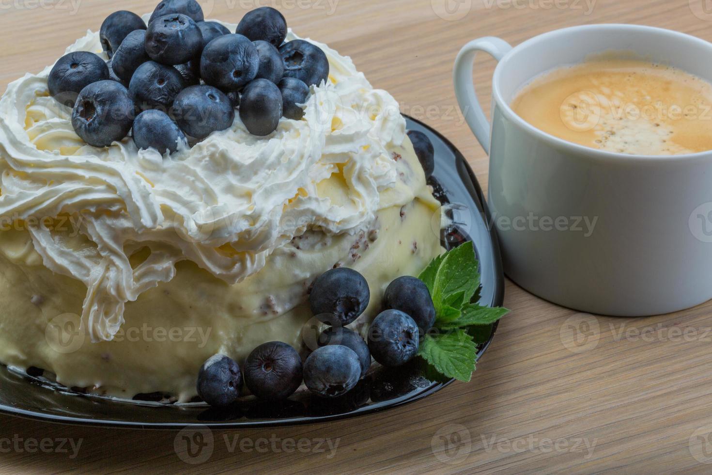 café con tarta de arándanos foto