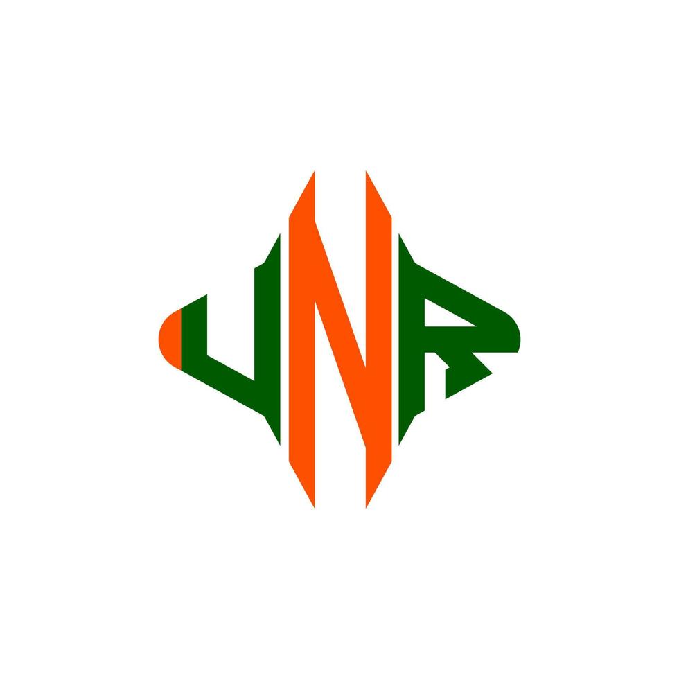 diseño creativo del logotipo de la letra unr con gráfico vectorial vector