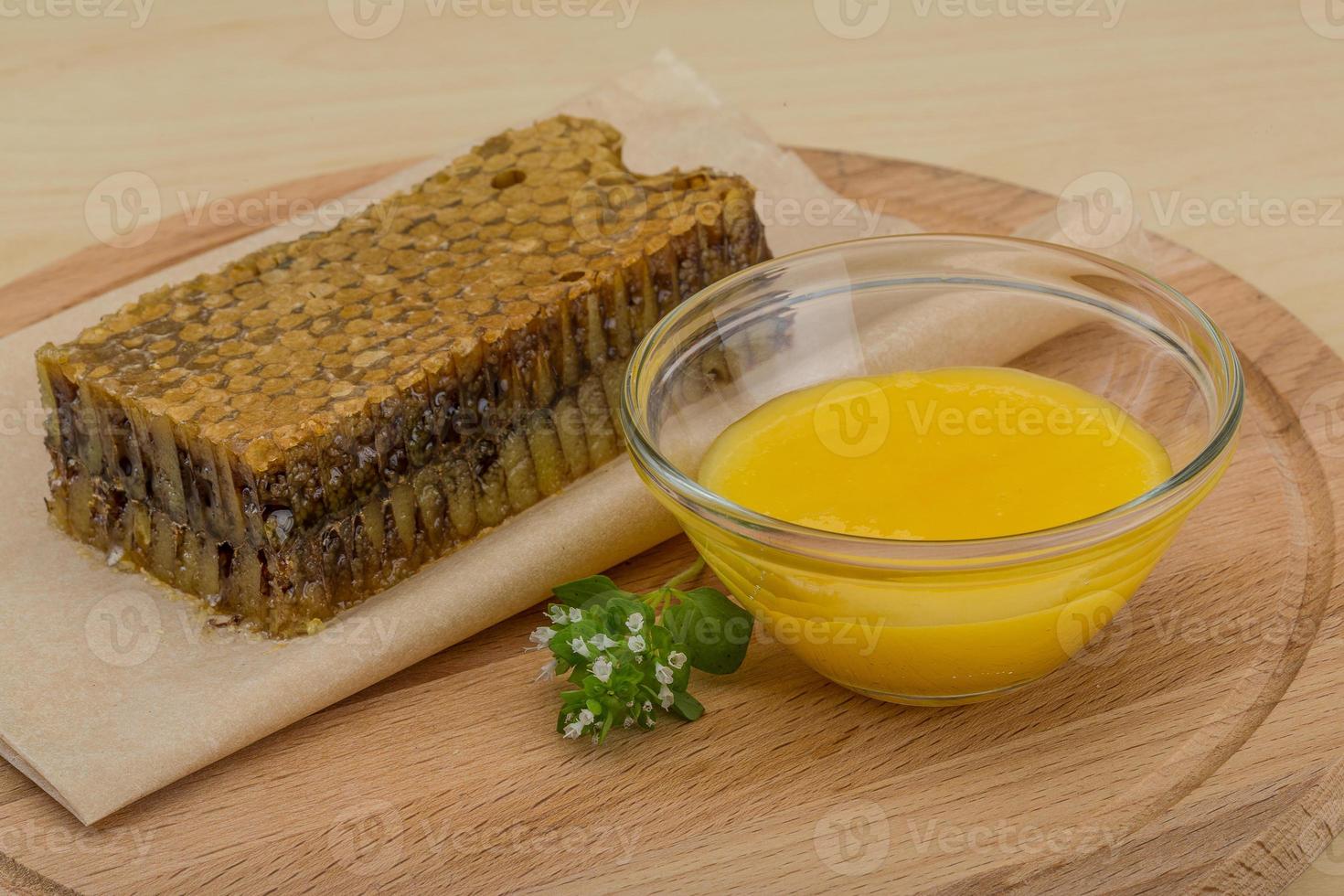 Honey with comb photo