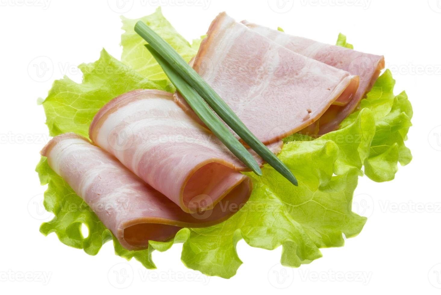 Bacon with salad leaves photo