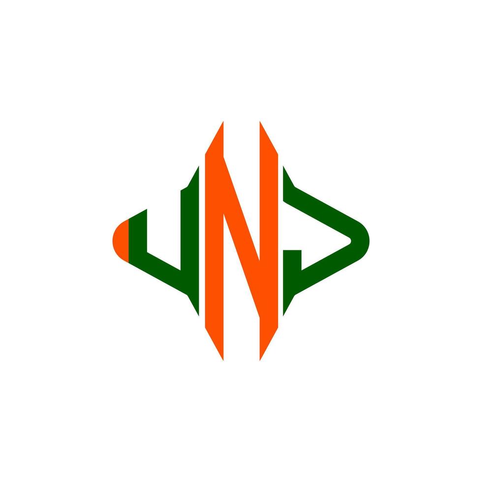 diseño creativo del logotipo de la letra unj con gráfico vectorial vector