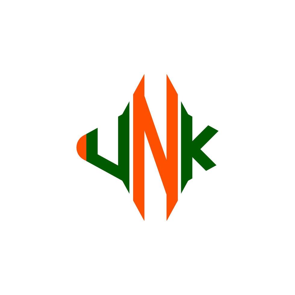 diseño creativo del logotipo de la letra unk con gráfico vectorial vector