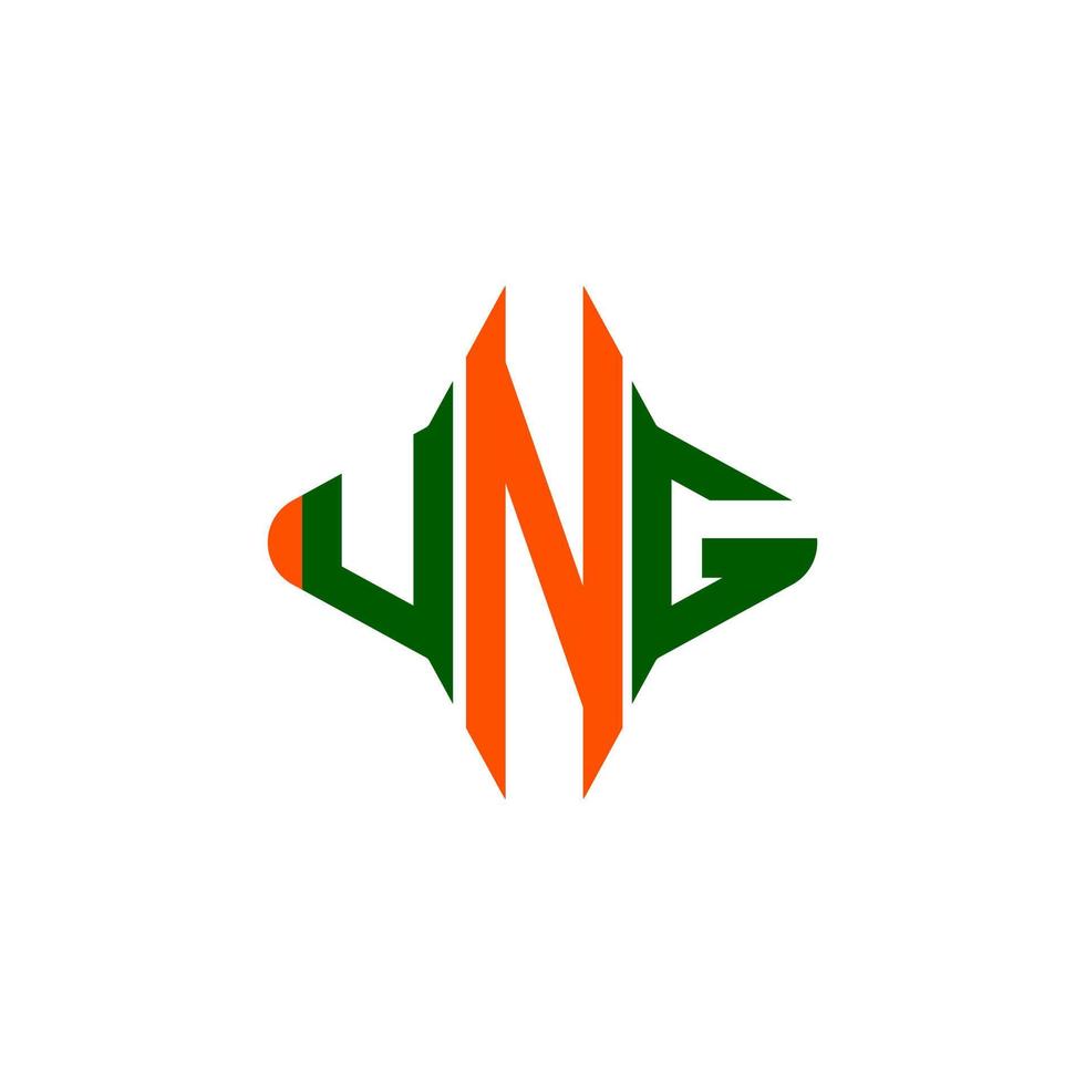 diseño creativo del logotipo de la letra ung con gráfico vectorial vector