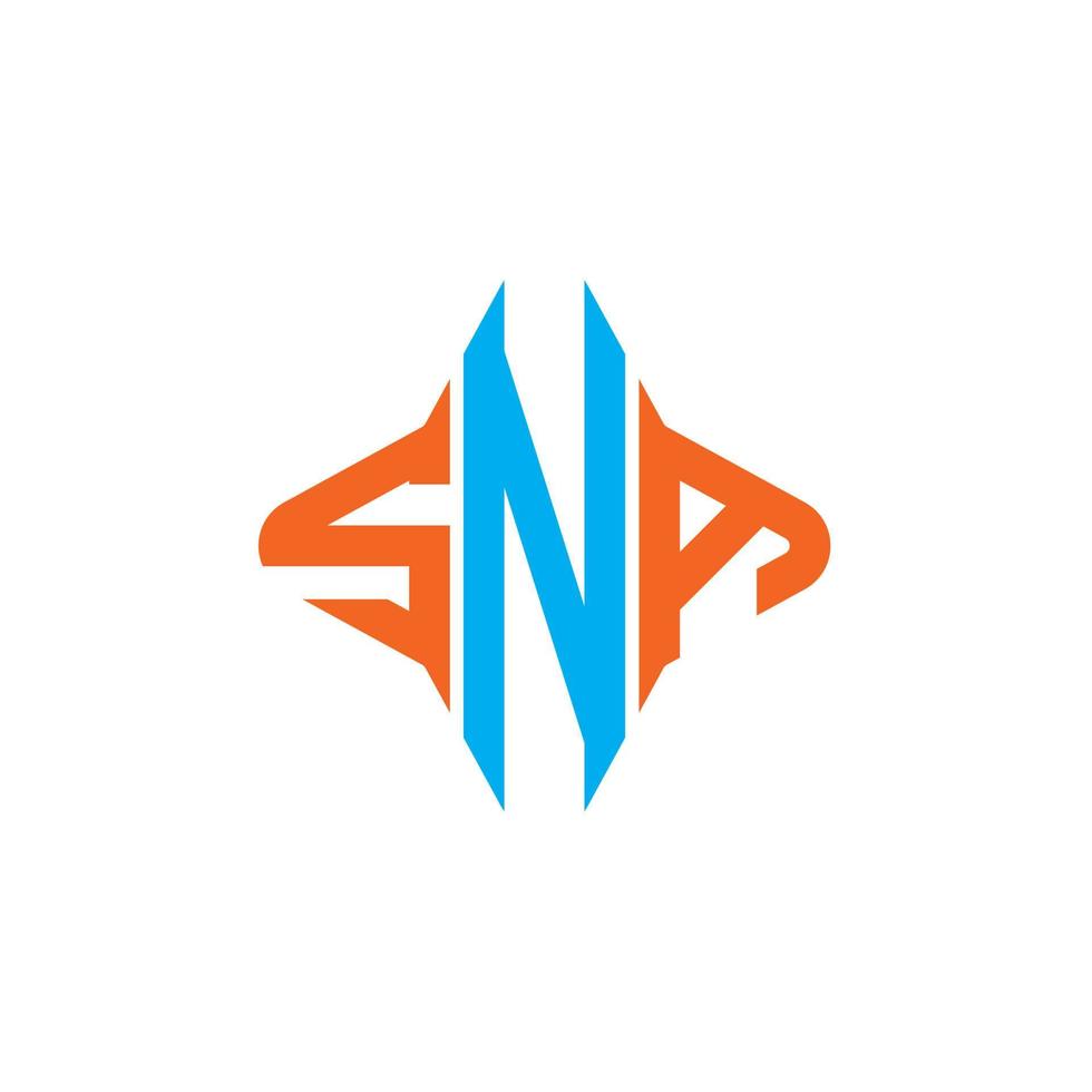 diseño creativo del logotipo de la letra sna con gráfico vectorial vector