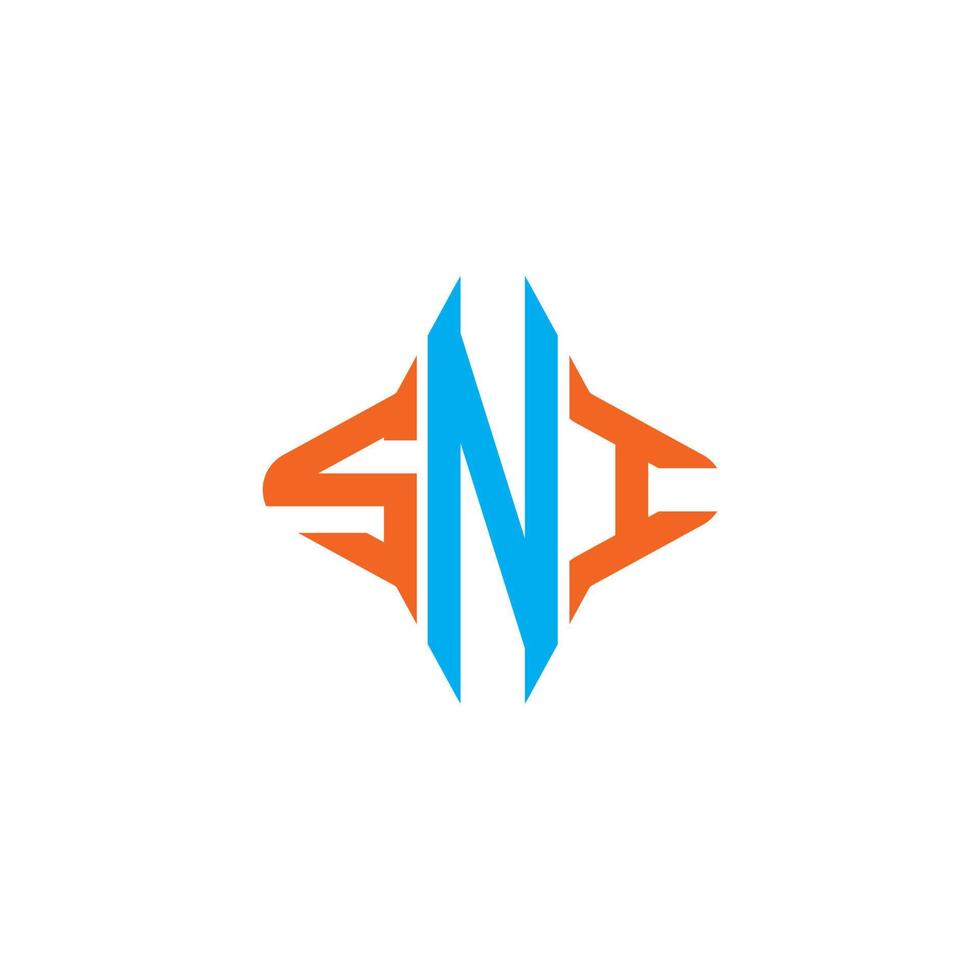 diseño creativo del logotipo de la letra sni con gráfico vectorial vector