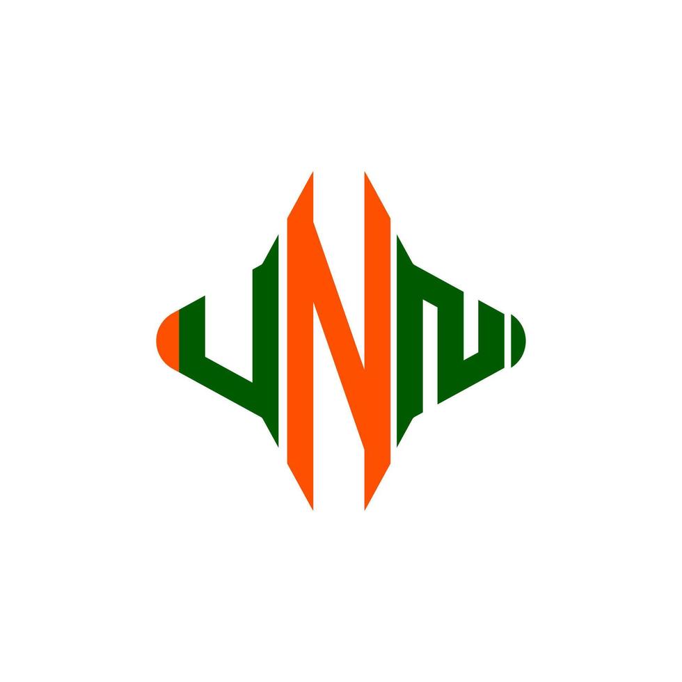 diseño creativo del logotipo de la letra unn con gráfico vectorial vector