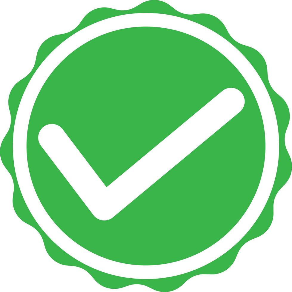 icono de marca de verificación verde. signo de marca verde. marca de verificación y símbolo de cruz. vector