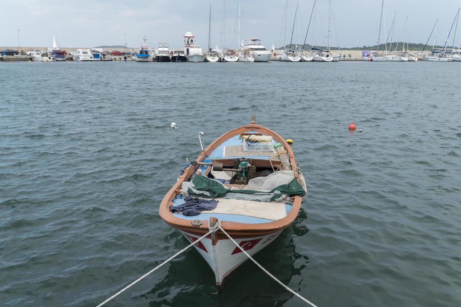 The anchored vessels in port photo