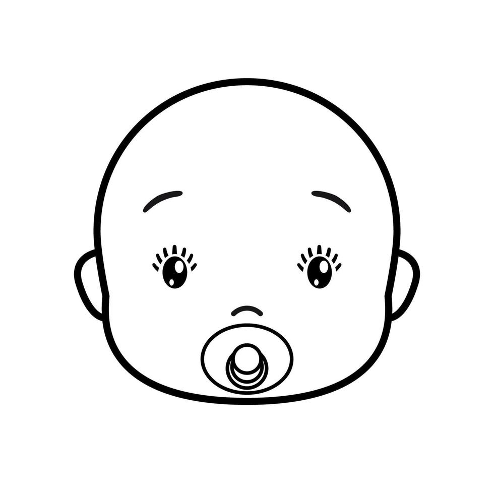 Baby face. Baby icon on a white background, line vector design.