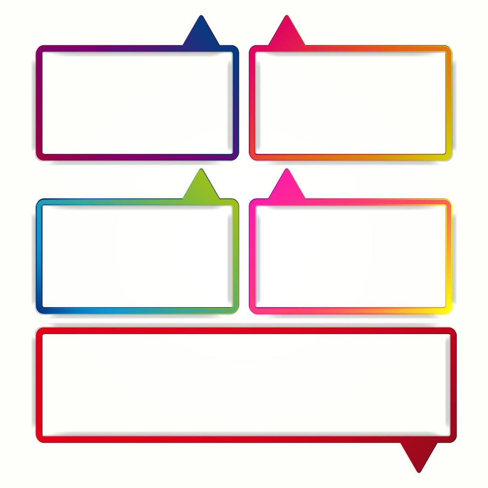 Colorful speech bubble frames on a white background. Vector labels in the form of an empty frame for your text.